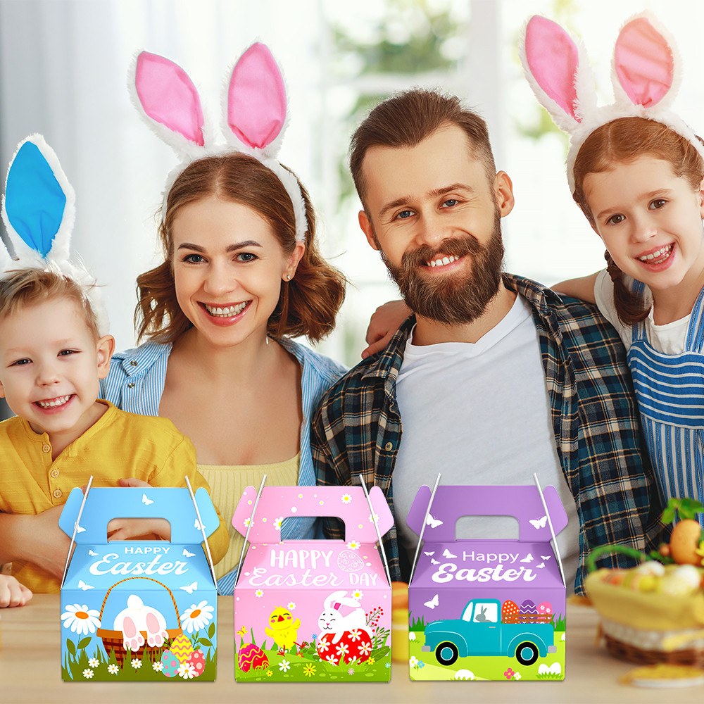 

6pcs Easter Party Cookie Candy Wrapping Box Cartoon Animal Children Birthday Party Carton Rabbit Chick Gift Box