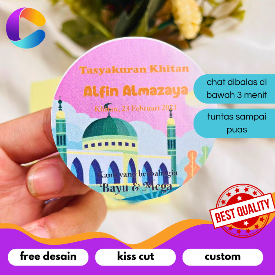 

Cetak INC 12-15 Sticker Syukuran Khitanan Anak Sticker Bento Tasyakur Walimatul Khitan Anak souvenir