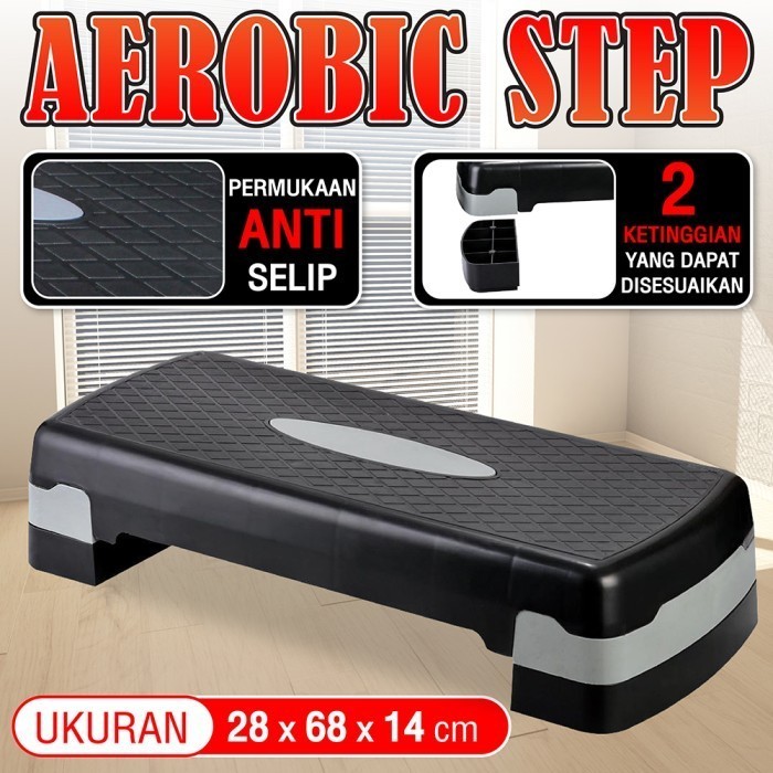 Aerobic Step Papan Senam Aerobic Zumba 3 Tingkatan Adjustable Alat Olahraga Fitness Gym