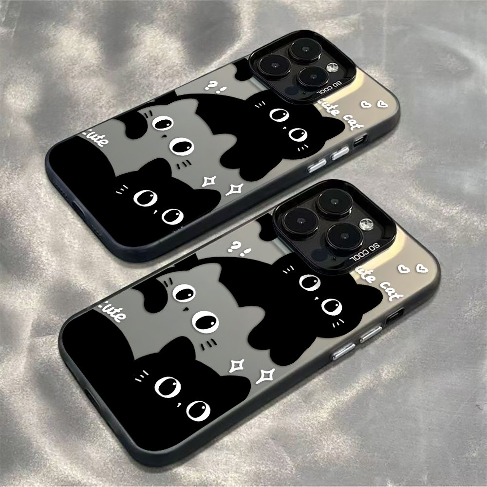 Black Cat Case Hp Untuk IPhone 11 12 13 14 15 16 Pro Max XR X XS Max 6 7 8 Plus XR XS Max X SE 2020 