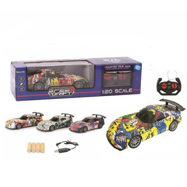 Mobil Remote Control WarnaWarni Mobil RC Speed Drift 4 Function RC Car