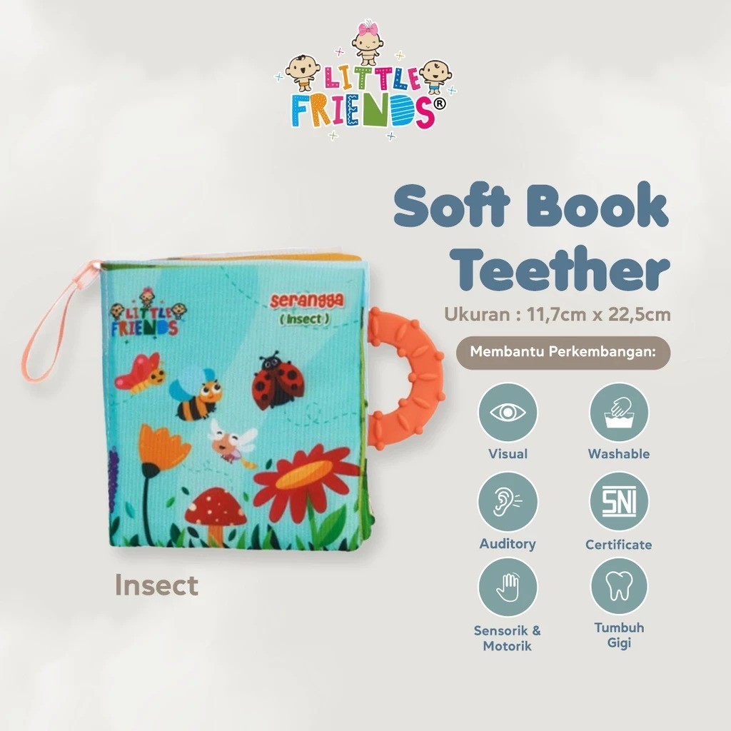 Little Friends Soft Book Anak Bayi/Buku Kain/Bantal Soft Book Gambar/ Teether - Lavie Baby House