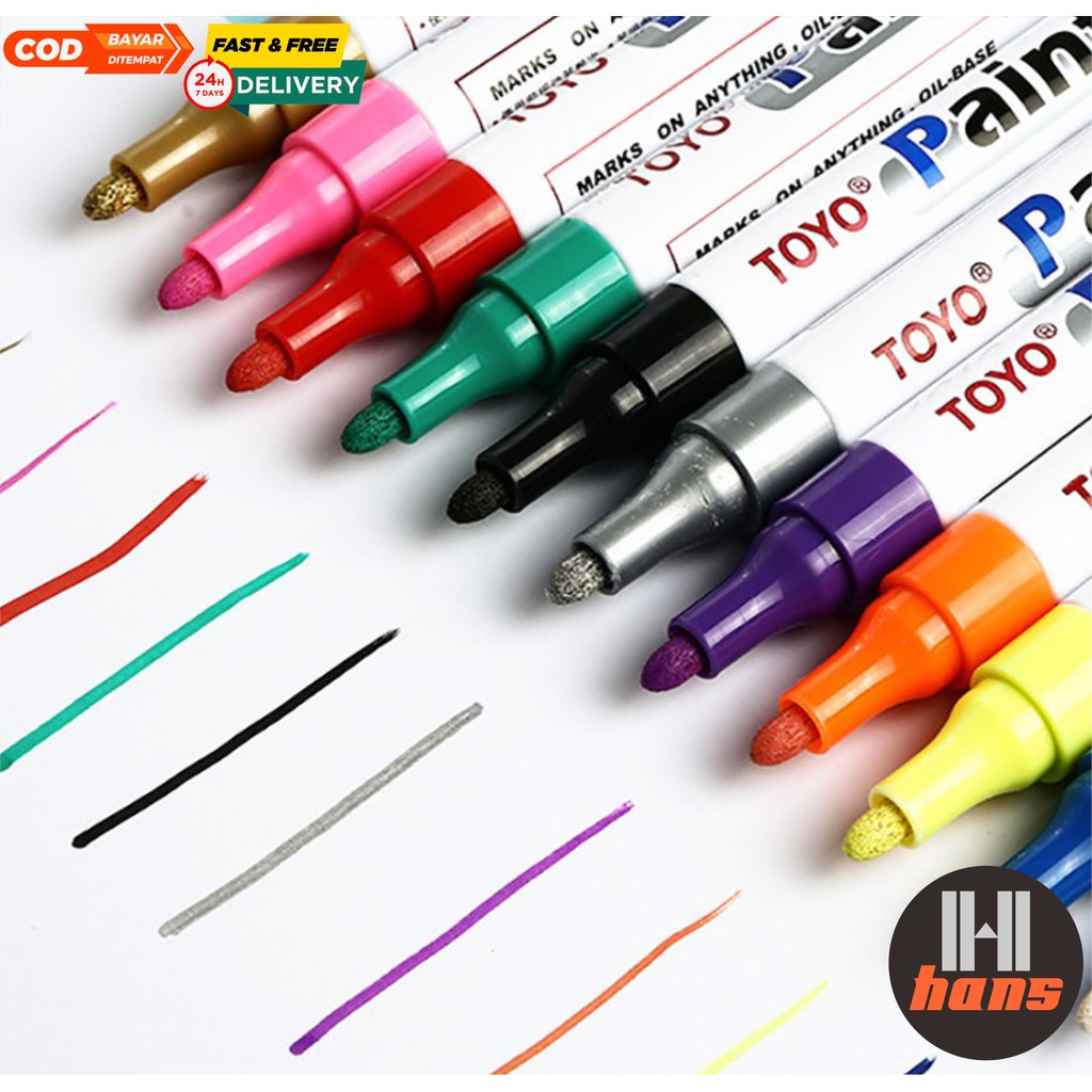 

Spidol Permanen TOYO untuk Ban Kaca Logam Karet Plastik Permanent Marker Tahan Air Anti Luntur