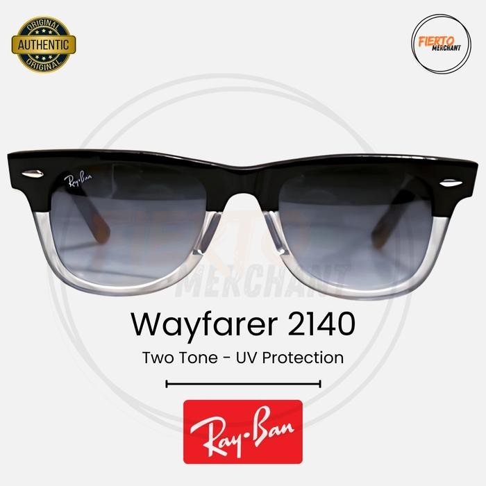 Kacamata Rāybān Wayfarer 2140 Two Tone Ori/Original Sunglasses Hitam Anti UV Protection