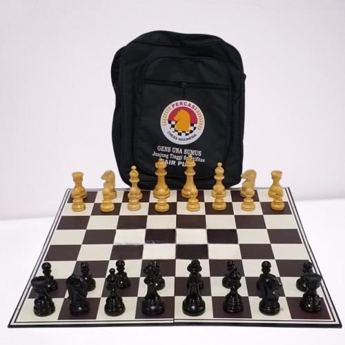 Papan Catur Lipat ukuran 50 cm Standar Percasi - Catur Percasi Kayu Free Tas