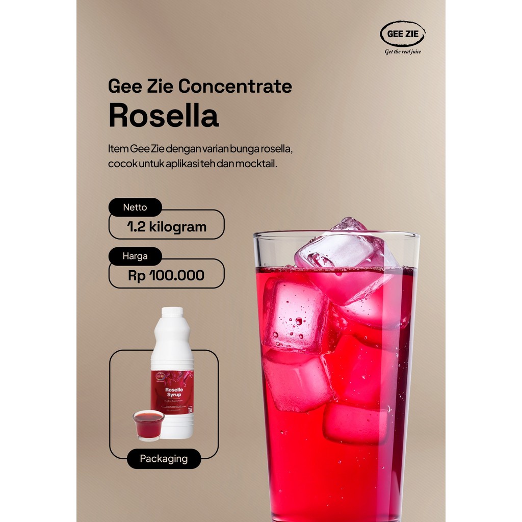 

Sirup Konsentrat Rosella Gee Zie 1.2Kg – Bunga Rosella Asli untuk Teh, Mocktail & Minuman Segar