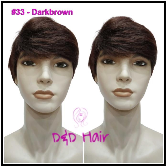 Wig Rambut - Wig Pria - Wig Pendek - D&D1415 - Black - Darkbrown