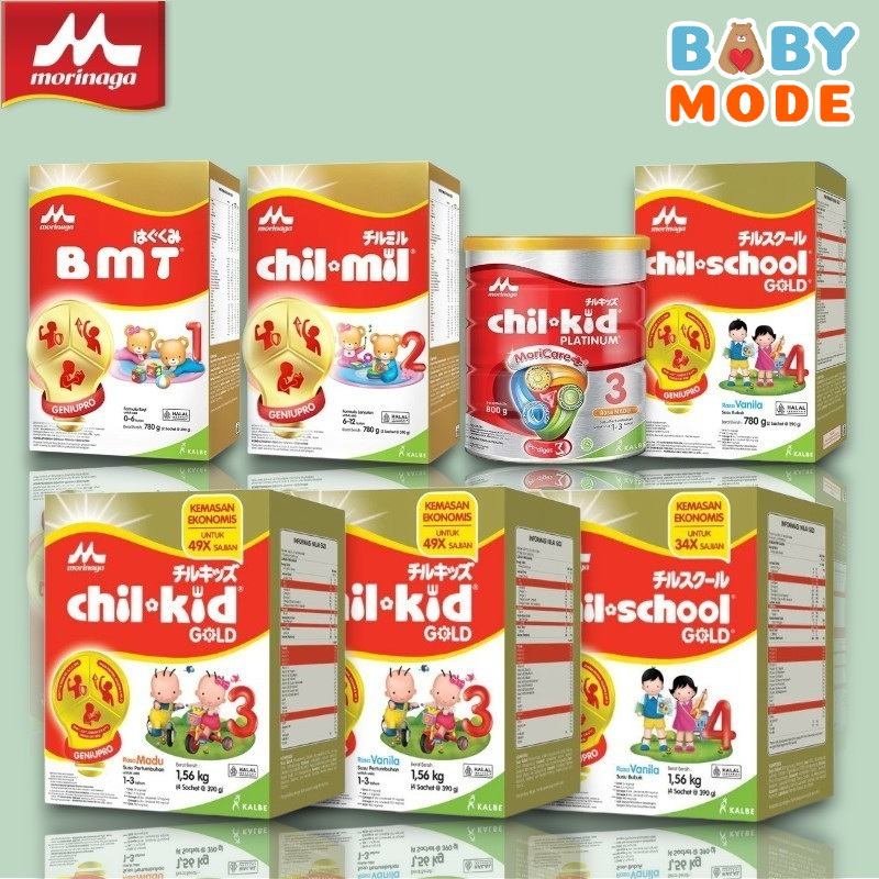 

Morinaga BMT 1 & Chil-Mil 2 Gold Soya Geniupro Formula Bayi Usia 0-6 Bulan & 6-12 Bulan 780g / Chil-Kid Platinum & Gold Madu 800g & 1,56kg Susu Pertumbuhan Anak Usia 1-3 Tahun / Chil School Gold Madu 1560g Susu Formula Pertumbuhan Anak Usia 3-12 Tahun ~BM