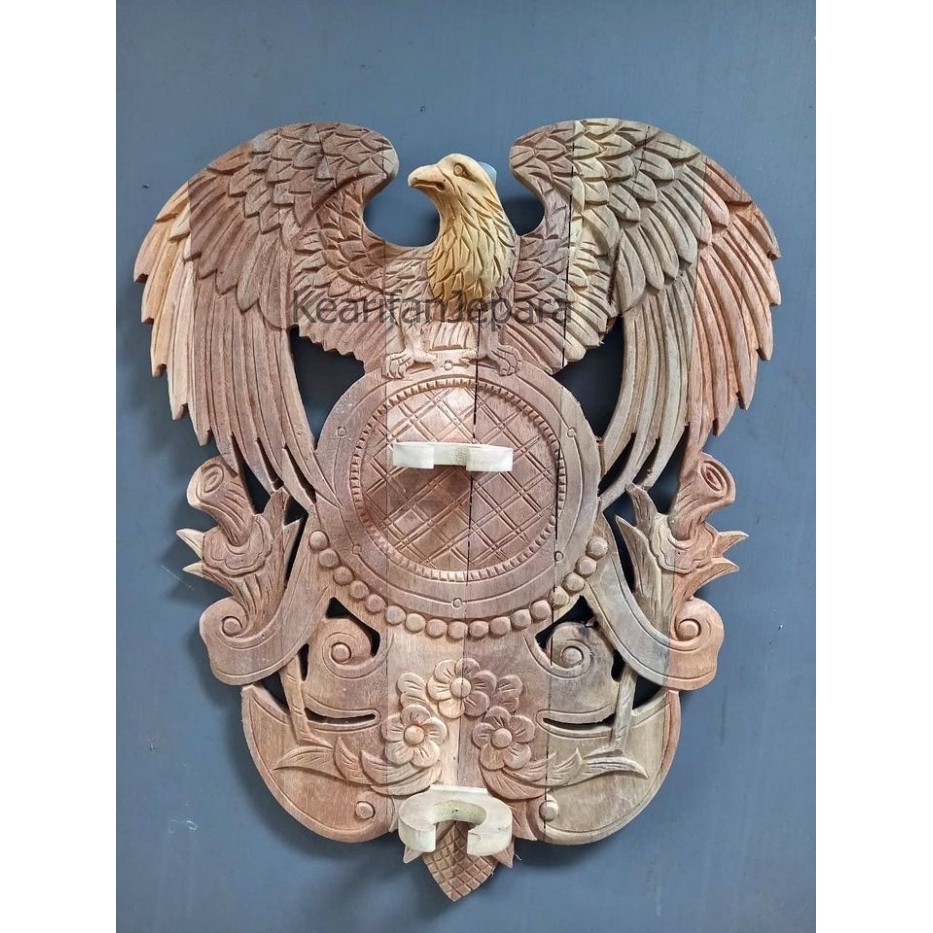 blawong ukir burung garuda dari kayu akasia garap alus mentahan KF354