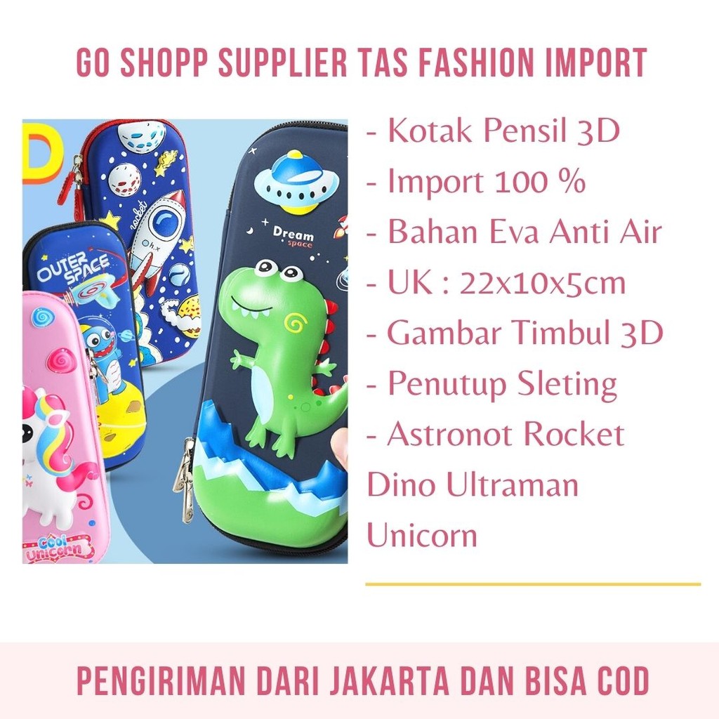 

Kotak Pensil 3D Anak Sekolah Tempat Pensil TK SD Bahan EVA Karakter Lucu 3D Timbul KP01