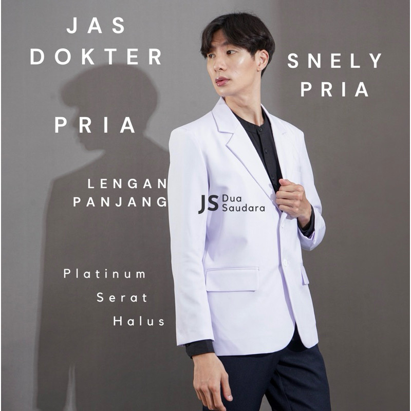 jas dokter pria lengan panjang / sneli pria lengan panjang /  snelly pria lengan panjang / jas putih
