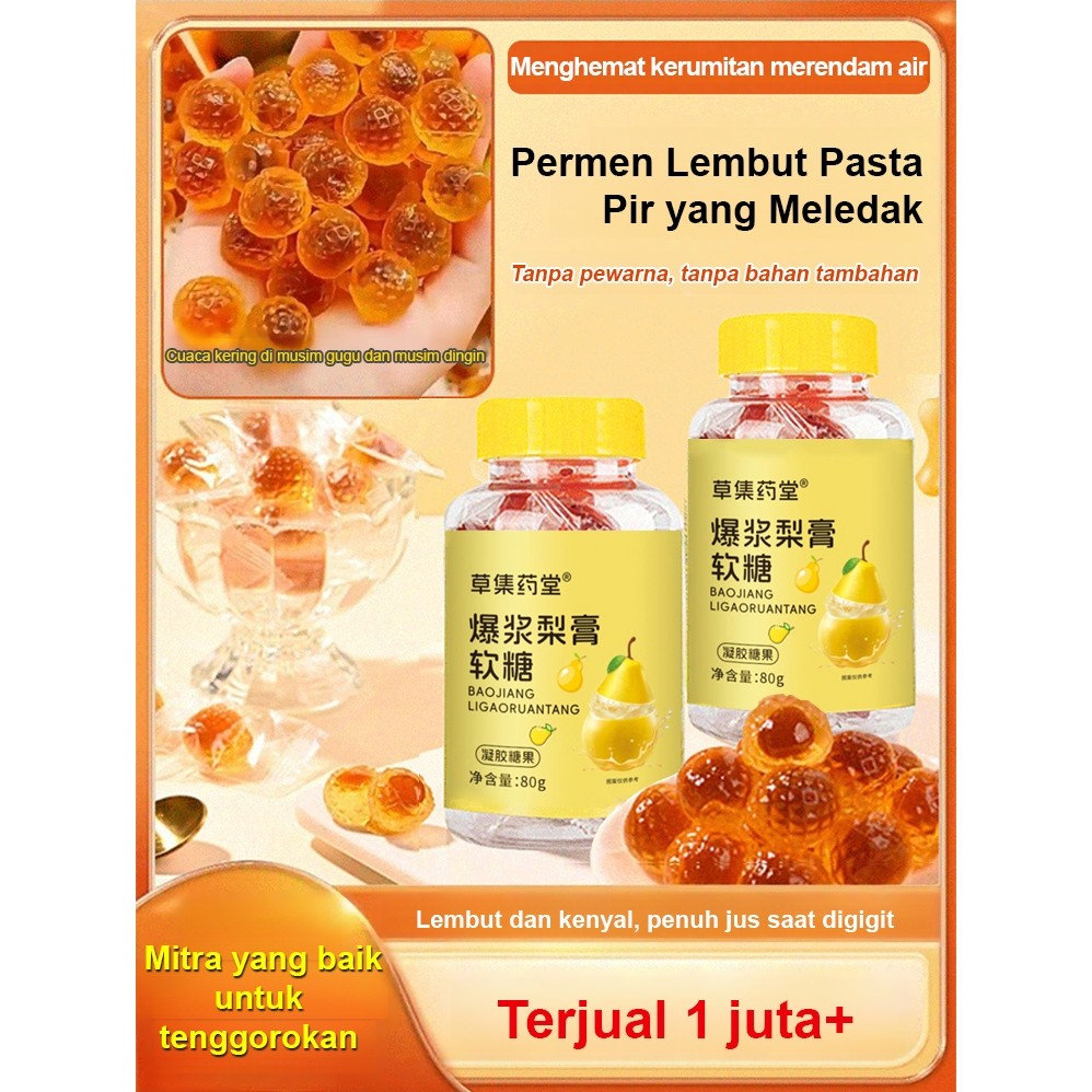 

️Beli 1 gratis Lunak Halal Permen Lunak Isian Ekstrak Pir Permen Pelega Tenggorokan Permen Lunak Ekstrak Pir untuk Melembapkan Paru-paru Permen Lunak Ekstrak Buah Permen Lunak Pelega Tenggorokan dan Pembersih Paru-paru Camilan Sehat untuk Anak