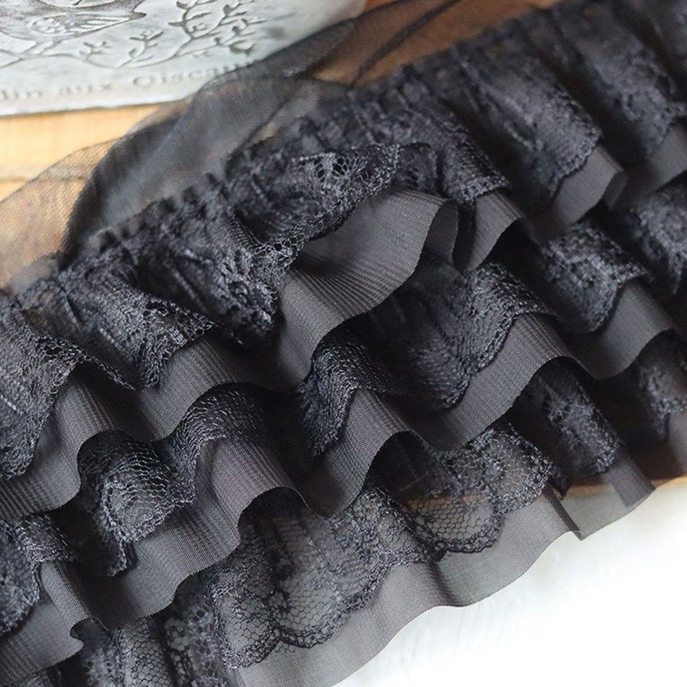

13CM Wide Three Layers Pleated Chiffon Fabric Lace Ruffle Collar Trim Embroidery Ribbon DIY Wedding Dress Doll Clothes Supplies