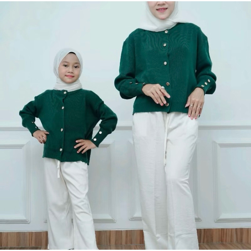 GONDANGSTORE Kaira Cardigan Rajut Couple Ibu Dan Anak Outer Wanita Dewasa Knitwear Lembut Nyaman Baj