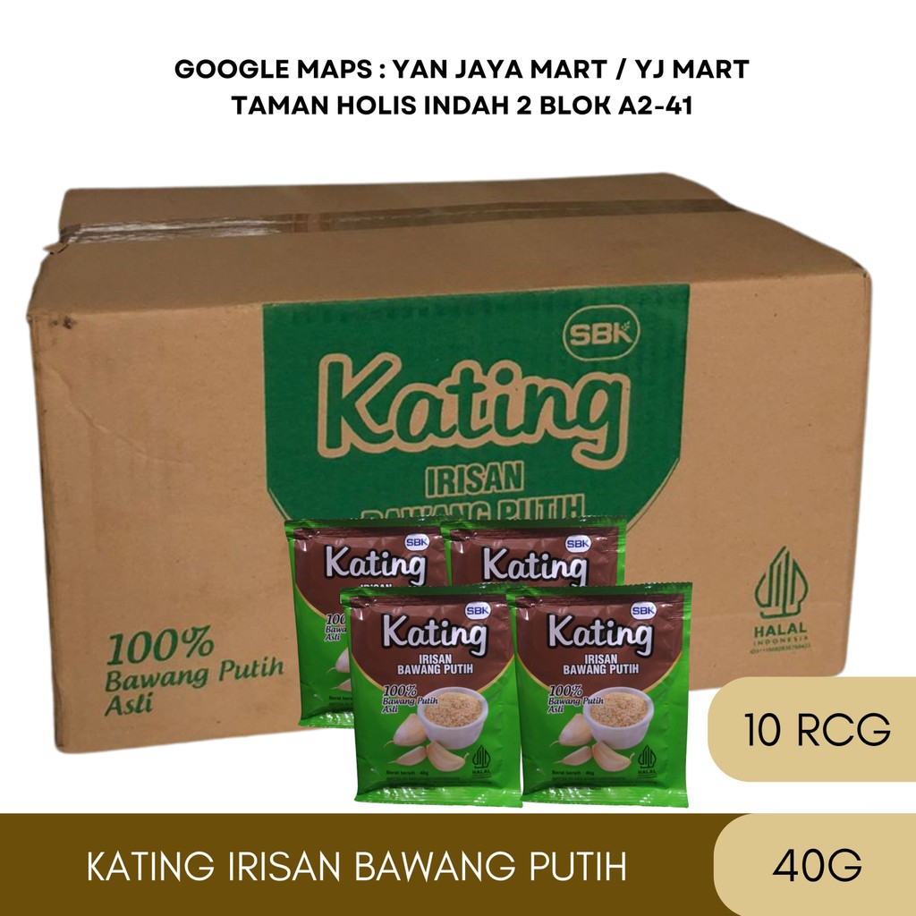 

Kating Irisan Bawang Putih 40g - 1KRT/10RCG / Kecil Kasar Bawang Putih / 100 % Bawang Putih Asli