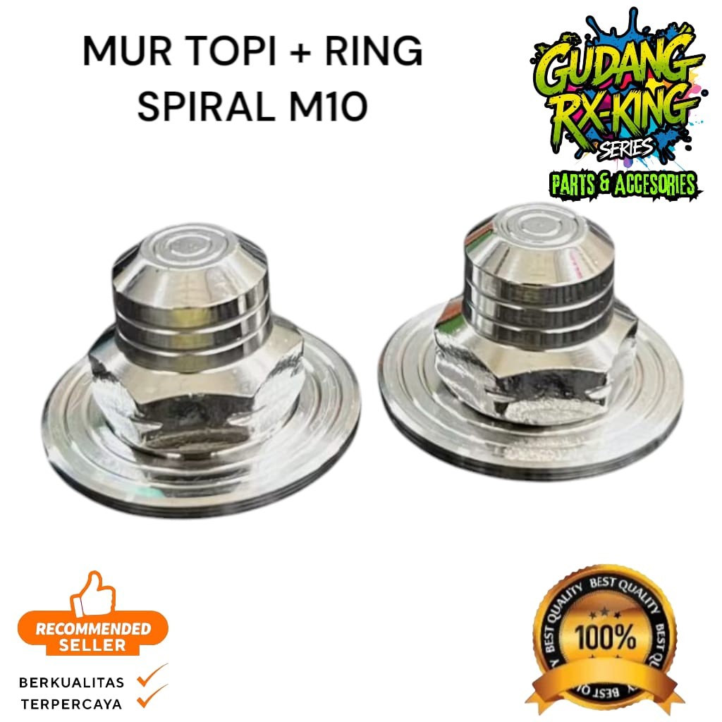 Mur Topi Ring M10 Drat 14 picth 1,25 Stainless CNC Shock Belakang RX KING DRAT HALUS