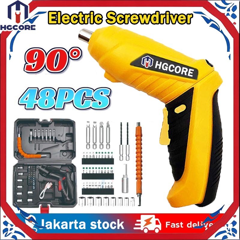 NEW HGCORE Obeng Elektrik Set Komplit Obeng Listrik Screwdriver Cordless Mesin Bor Baterai Bor
