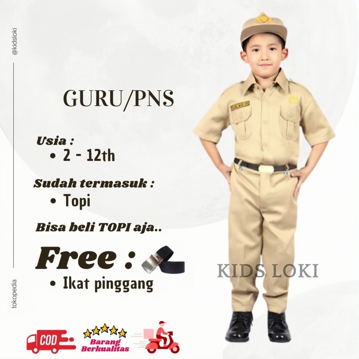 Terlaris ✨ -Seragam Profesi PNS laki-laki pakaian anak baju anak setelan anak laki - Hijau, 1 (2-3th