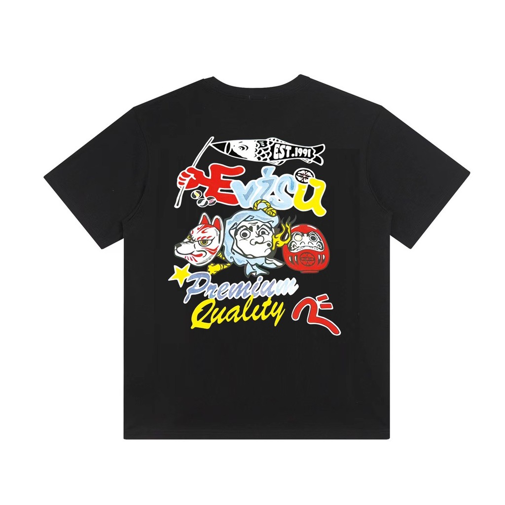 Kaos Distro EVISU  Pria Wanita d Baju Boxy Fit T Shirt - Official Merchandise