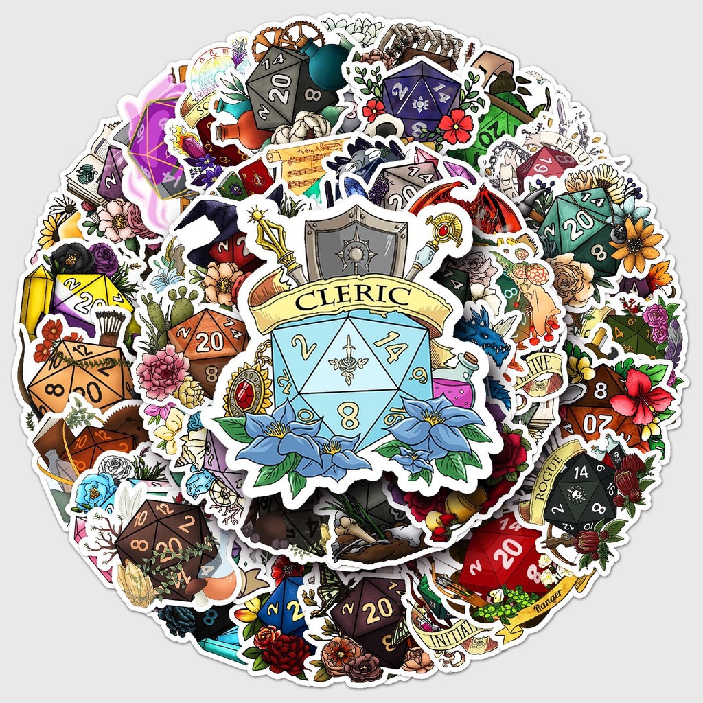 

10/30/50PCS Magic Game Dice Creativity Flowers Cartoon Sticker DIY Phone Laptop Luggage Skateboard Graffiti Decals Fun for Toy