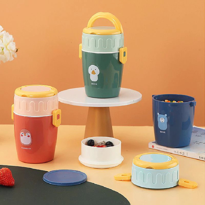 【CM】Kotak Makan Model Kerucut Motif Kartun / Lunch Box 2 layer Cartoon w/ handle / tempat nasi unik