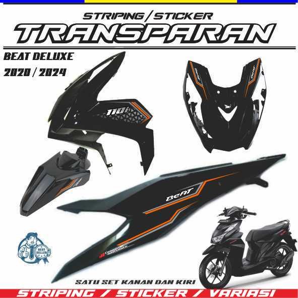 STICKER STRIPING TRANSPARAN MOTOR HONDA BEAT DELUXE/STREET 2020/2021 MOTIF SIMPLE TERBARU H2 POLET M