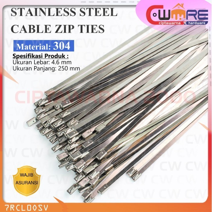 

Kabel Ties Stainless Steel Anti Karat Multifungsi 100 PCS 4.6x250mm Silver - BDB CwH2