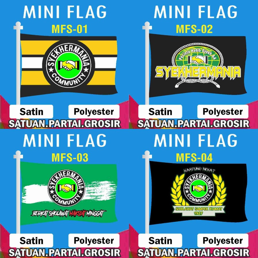 MINI FLAG SYEKHERMANIA/BENDERA SYEKHERMANIA CUSTOM FULL PRINTING SBY