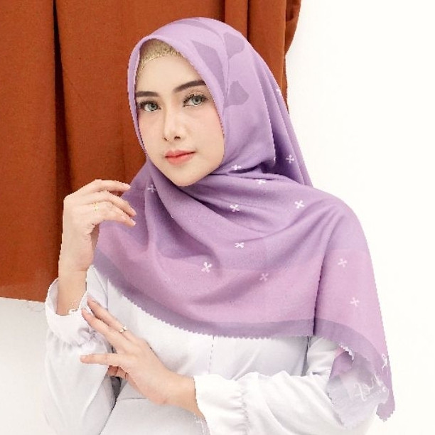 RT63N KENES SCARF - [KV3 Lilac Ungu Purple] Hijab 2 Sisi / 2 Motif / 2 Warna Kerudung Segiempat Voal