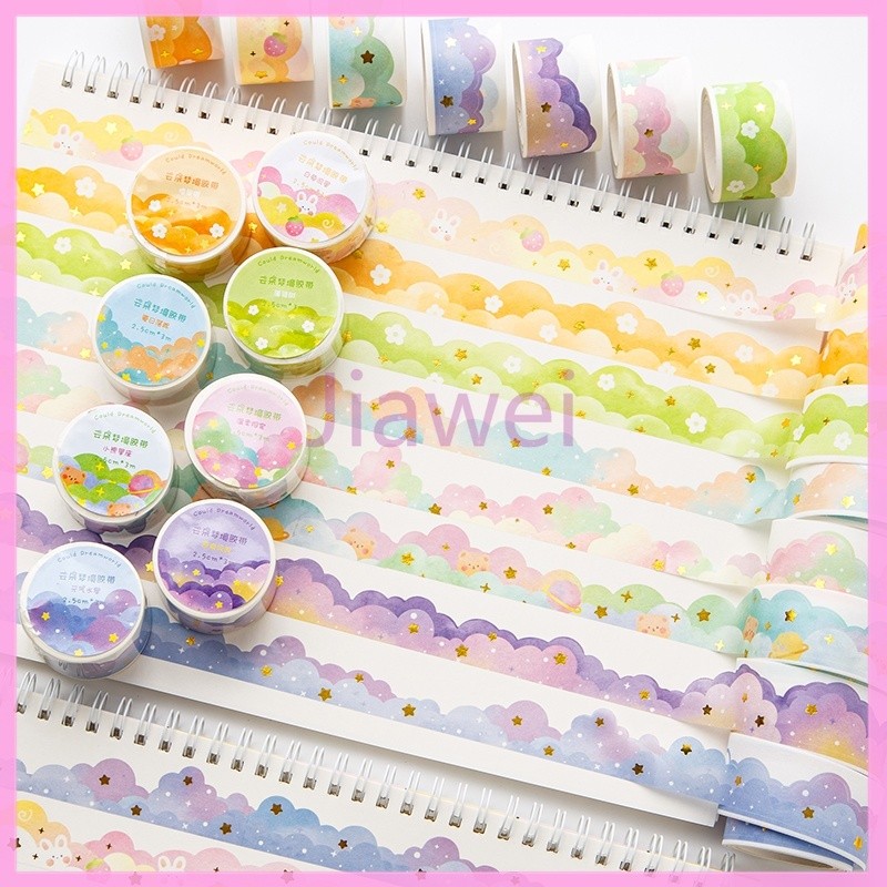 

Jiawei Washi Tape Stiker Pola Kartun Awan Cocok untuk Dekorasi Scrapbook DIY (1 Roll 3 Meter)