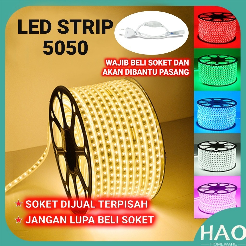 LAMPU LED STRIP 5050 SMD LAMPU SELANG LAMPU HIAS WARNA WARNI LAMPU PLAFON LED STRIP ANTI AIR TAHAN A