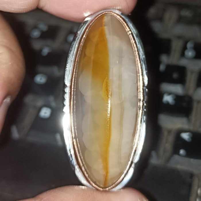 Cincin Batu Akik Pandan Sutra Semu Nanas Kapas Merah Lumut Oli Antik10