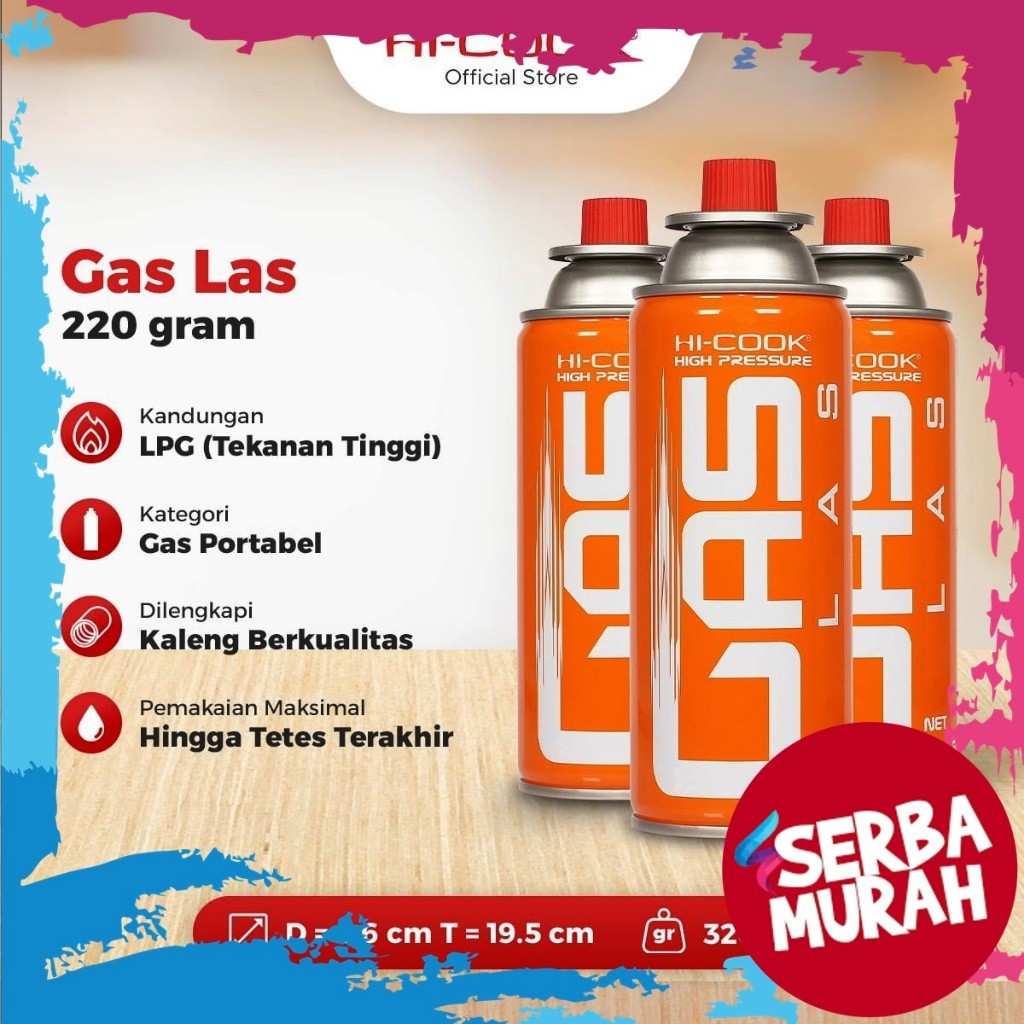 Hi Cook Gas Kaleng Kompor Portable & Las Hicook Hi-cook
