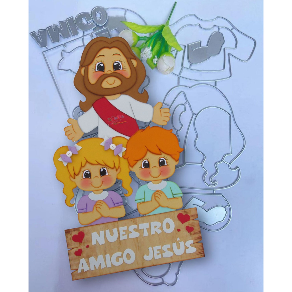 

34cm Jesus Christ Boy Girl Dies Metal Scrapbooking Stencil Template for DIY Embossing Paper Photo Album Greeting Card Cut Die