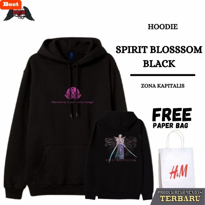 hoodie pria keren Hoodie H&M Spirit Blossom Hitam FREE PAPER BAG HnM Jaket Pria Wanita - M