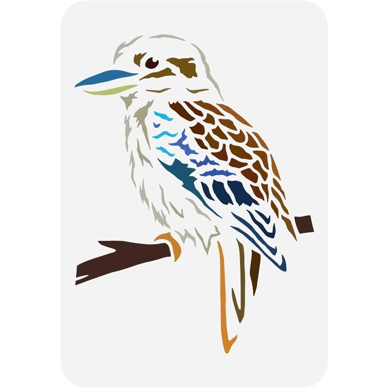 

1PC Kookaburra Stencil 8.3x11.7inch Reusable Kookaburra on Branches Pattern Drawing Template DIY Art Bird Animal Theme Stencil