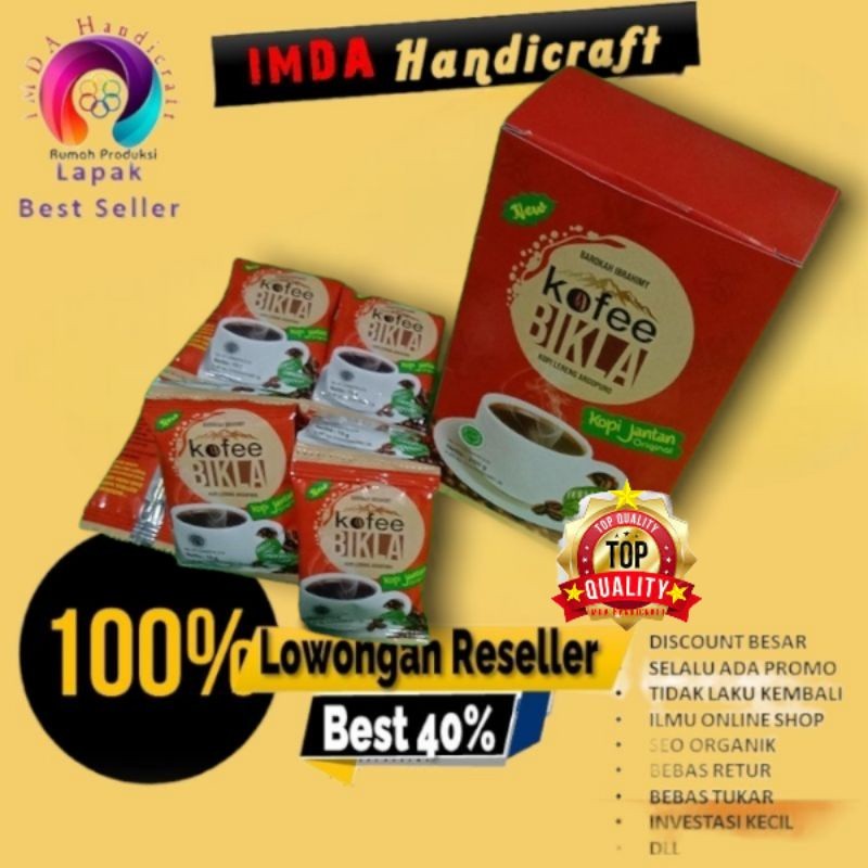 

IMDA HANDICRAFT KOPI BIKLA JANTAN Kopi Asli Jember BOX 20 SACHET