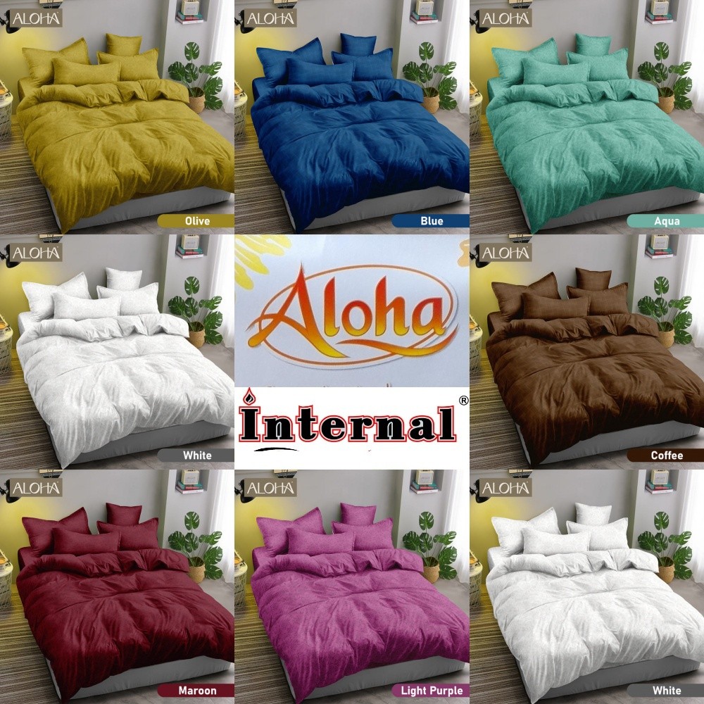 Aloha - Bed Cover SET SPREI FITTED King (180x200) Polos Embossed Terlaris pilihan