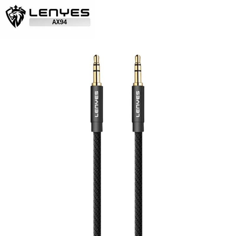 Kabel Aux LENYES AX94 3.5mm Jack Audio Cable Male To Male Braided Hifi Stereo 1 Meter