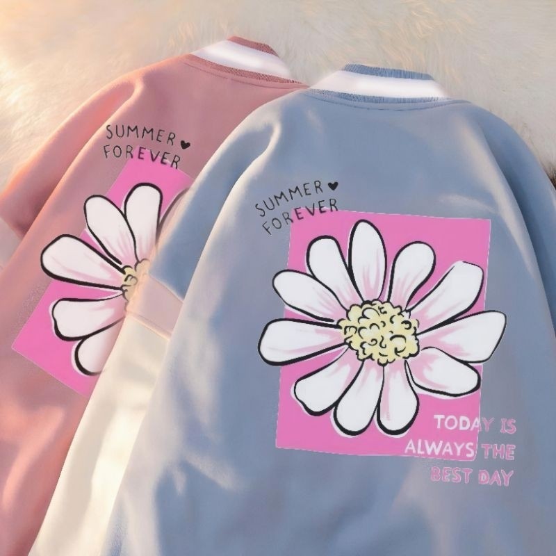 Jacket Girl Oversize Hip Hop Wanita Jumbo Mix Kombinasi Warna Three Tone Pastel Soft Color Blue Pink