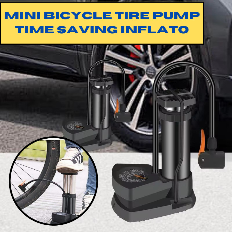 SpidoMeter Pompa Injak Portable Ban Angin Sepeda Motor Mobil Pressure Pentil Schrader Presta