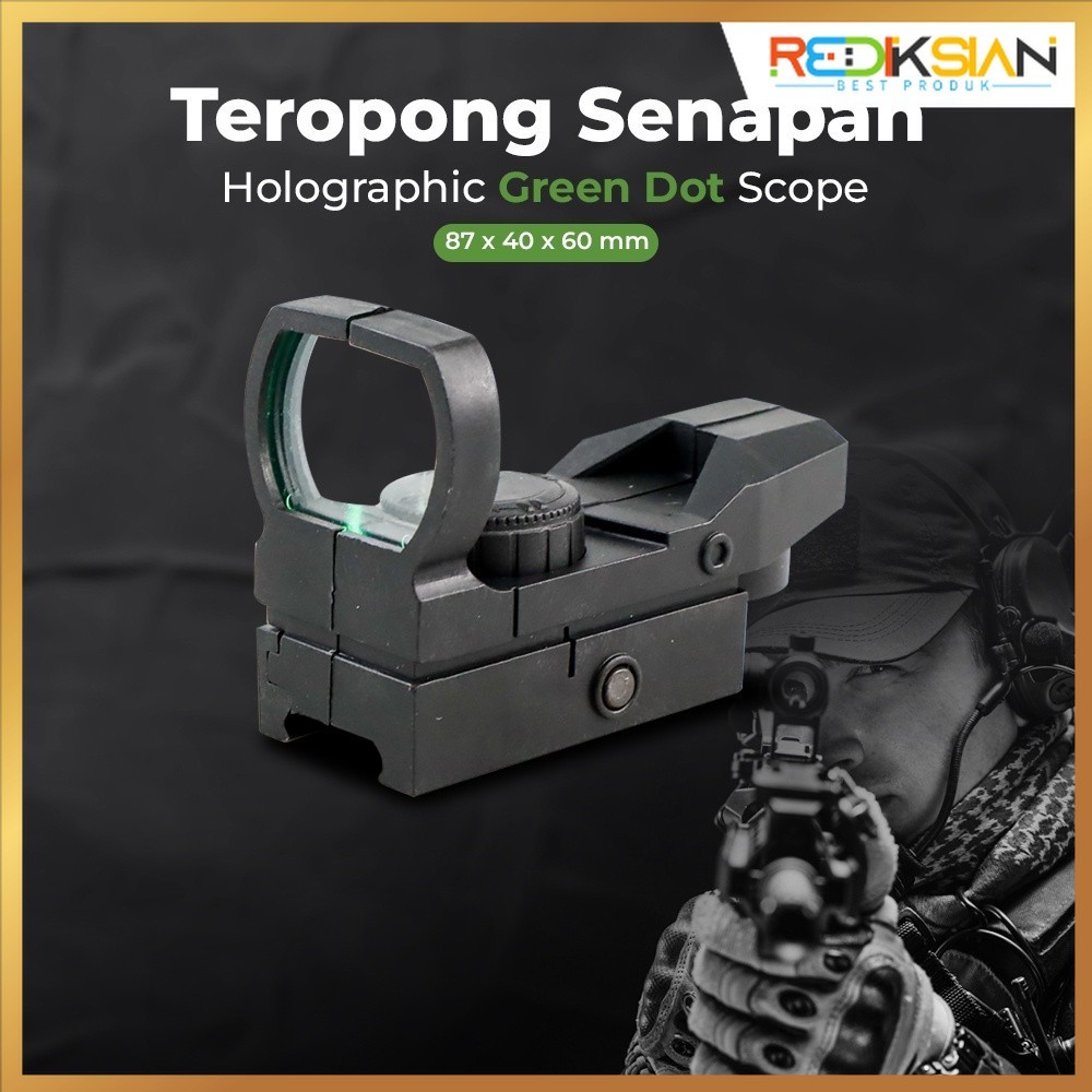 Teropong Senapan Kekeran Teropong Mainan Lingkup Titik Hijau Holografik Senapan 20mm