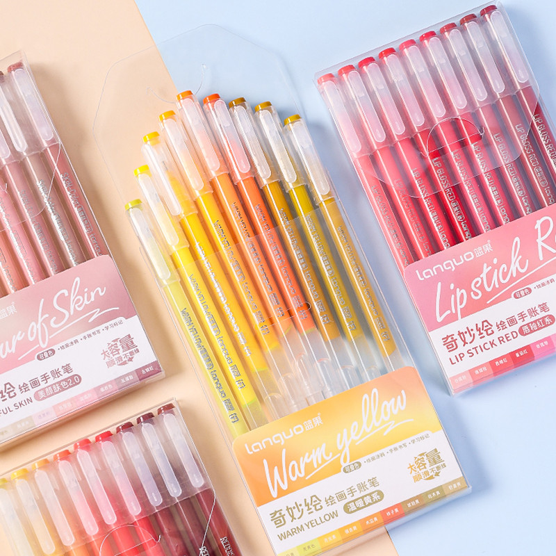 

9PCS/Set Colored Gel Pen 0.6MM Multicolor Painting Pen Dopamine Series Graffiti Gel Ink Pen School Office Art Supplies New