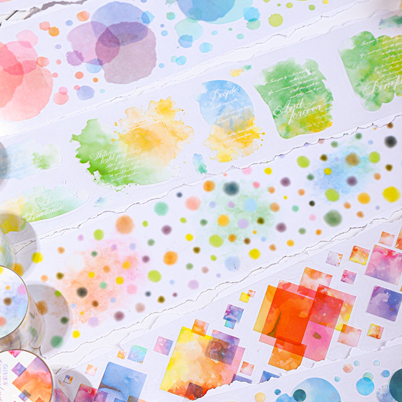 

Mr Paper 3rolls/bag ‘Watercolour Lightly Painted’ series tape adhesivos cute stationary supplies tape sticker washi tape set