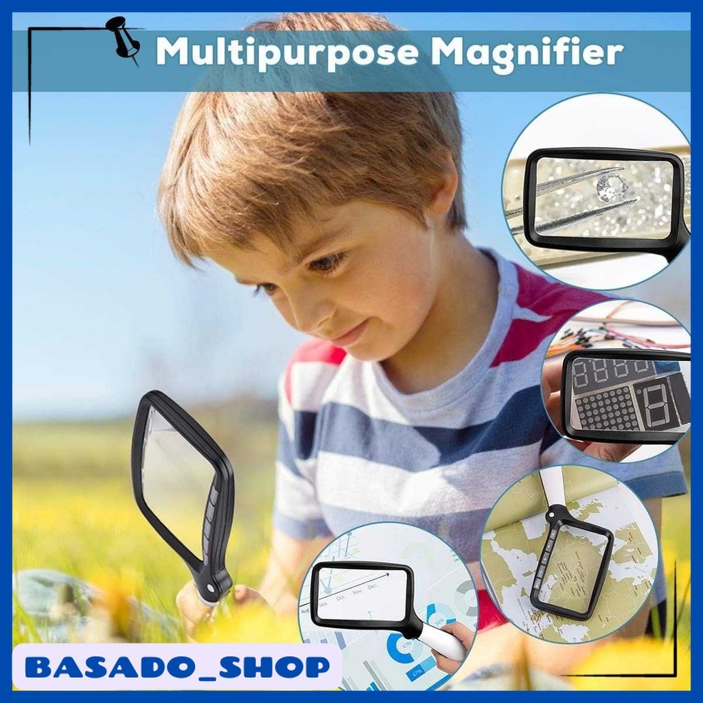 

Kaca Pembesar Handheld Magnifiying Glass Lup 3X with LED - 10863