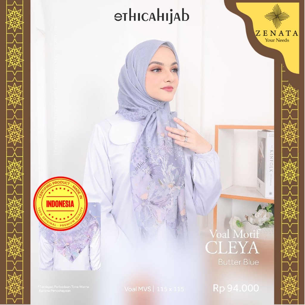 Hijab Ethica Voal Motif Cleya Warna Pastel Segiempat Terbaru