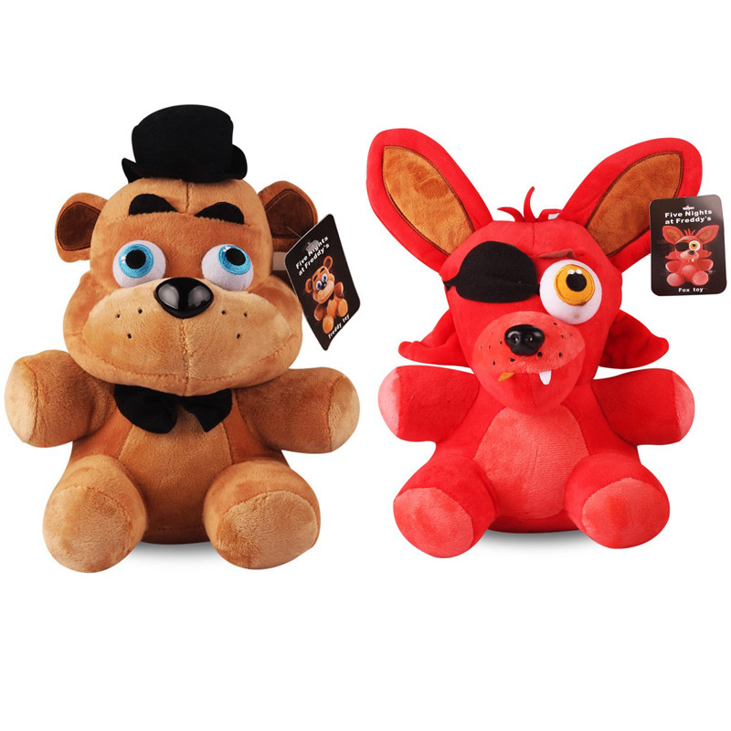 2pcs/lot Freddy Bear & Foxy Plush Toys Doll FNAF Freddy Fazbear Bear & Fox Foxy Plush Stuffed Toys D
