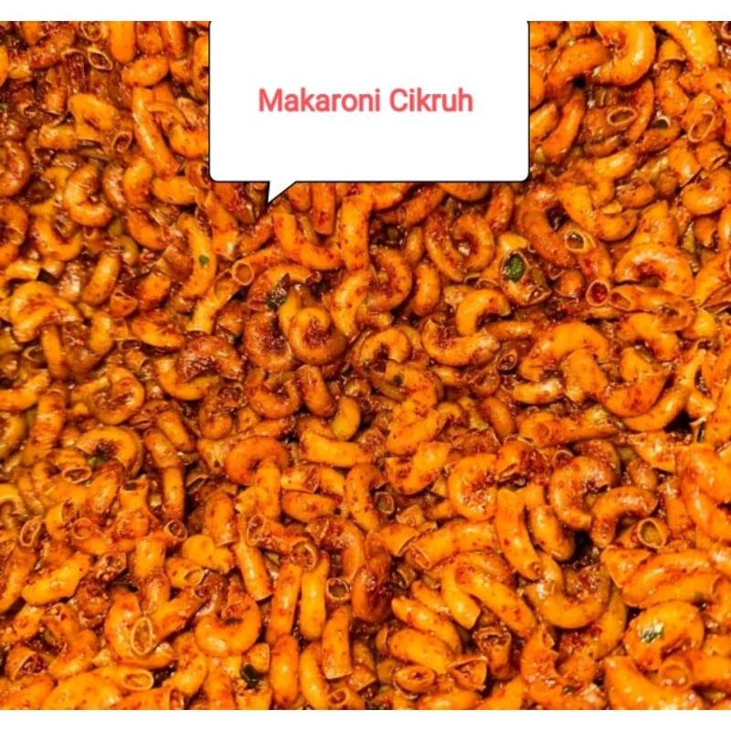 

Makaroni kriuk Cikruh Pedas Mercon Gurih Daun Jeruk Chili Oil Khas ONAH Lezat