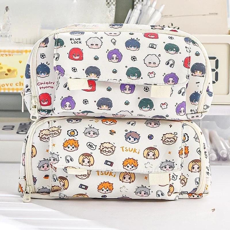 

New Large-capacity Student Pencil Case High-value Cartoon Anime Zipper Stationery Storage Bag Pencil Case