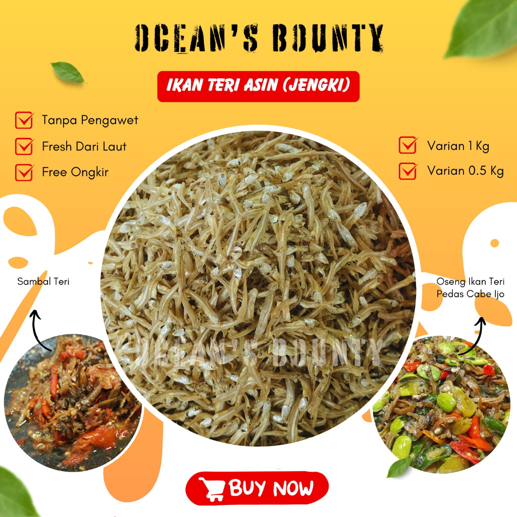 

TERLARIS Ikan Asin Teri Jengki Kering Seafood Anchovy 1/2 Kg - 1 Kg Asli Ikan Laut